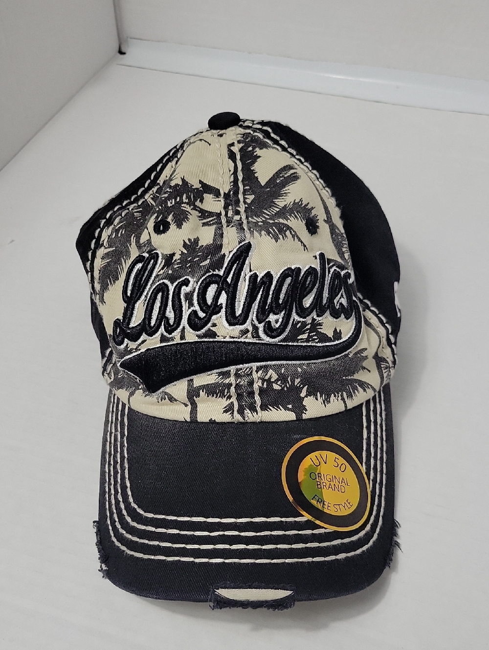 Freestyle Black & Cream Palm Print Baseball Cap